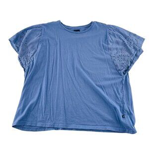 Gap Blue Eyelet Sleeve XXL Womens Cotton Modal Top
